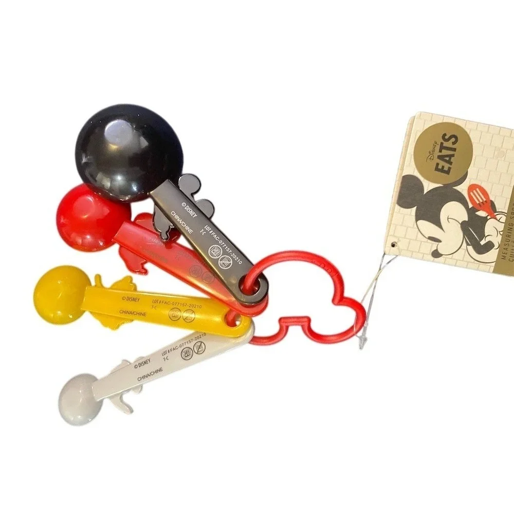 Disney Eats Mickey Mouse Measuring Spoons Set 4 Pc Multicolor w/ Ring‎
